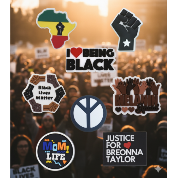 Джибітси Black Lives Matter права афроамериканців Jibbitz 8 шт аксесуари крокс прикраса