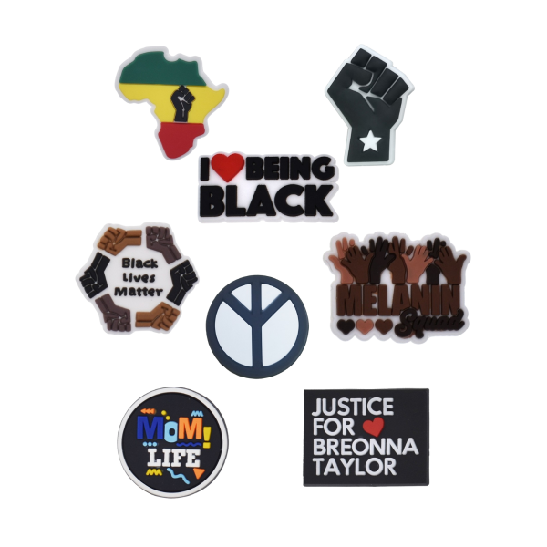 Джибітси Black Lives Matter права афроамериканців Jibbitz 8 шт аксесуари крокс прикраса