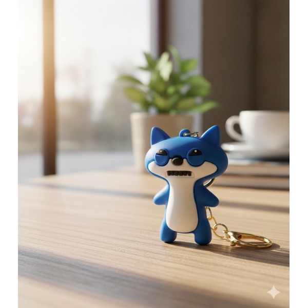 Брелок Фуглер Fuggler синя підозріла лисиця Funny Ugly Monster фігурка іграшка для ключів, рюкзака, сумки 5 см