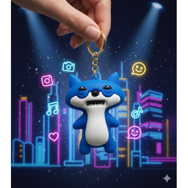 Брелок Фуглер Fuggler синя підозріла лисиця Funny Ugly Monster фігурка іграшка для ключів, рюкзака, сумки 5 см