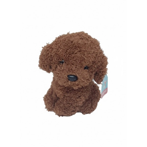 Мягкая игрушка собака Мальтипу Maltipoo кучерявый щенок с ошейником коричневый 23 см