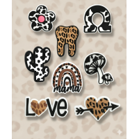 Джибітси леопардовий принт leopard print Jibbitz 8 шт аксесуари крокс прикраса