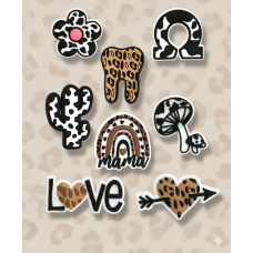 Джибітси леопардовий принт leopard print Jibbitz 8 шт аксесуари крокс прикраса