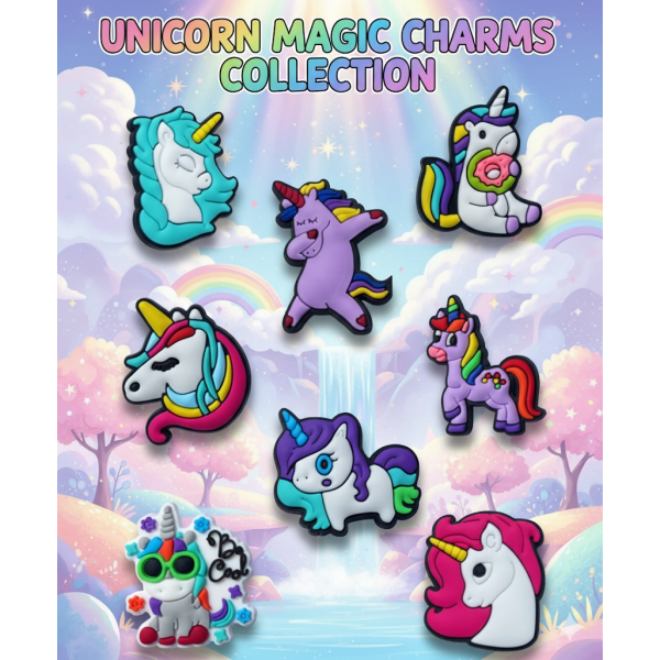 Джибітси єдиноріг Jibbitz 8 шт аксесуари крокс прикраса