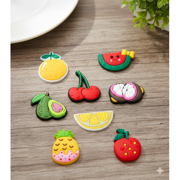 Джибітси фрукти fruits Jibbitz 8 шт аксесуари крокс прикраса