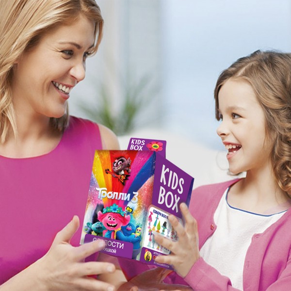 Тролі Trolls 3 Світбокс Sweet box kids box Кідсбокс мармелад жувальний з іграшкою в коробочці