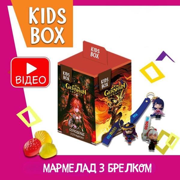 Геншин Імпакт Кідс бокс Genshin Impact брелок з мармеладом у коробочці, 1 шт