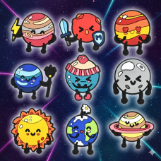 Джибітси планети сонячна система космос Jibbitz 9 шт аксесуари крокс прикраса