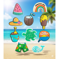 Джибітси літо сонце відпочинок пляж море пальма Jibbitz 10 шт аксесуари крокс прикраса