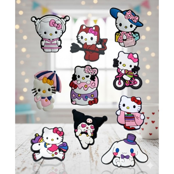 Джибитсы Привет Китти Куроми Hello Kitty Cinnamoroll Синаморол Jibbitz 10 шт аксессуары крокс украшение