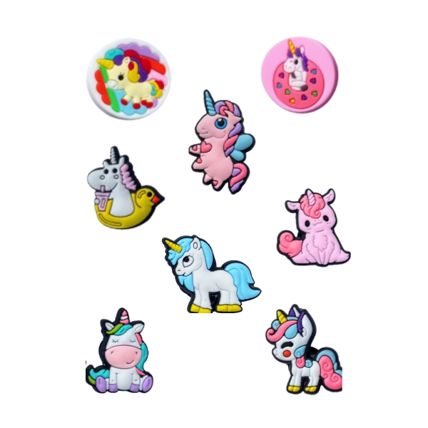 Джибітси єдиноріг Jibbitz 8 шт аксесуари крокс прикраса