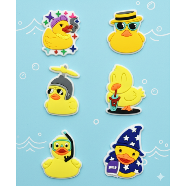 Джибітси жовта качка качки duck Jibbitz 6 шт аксесуари крокс прикраса