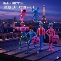 Фигурки Леди баг Lady bug супер кот детский набор игровые розовые 6 шт 10 см