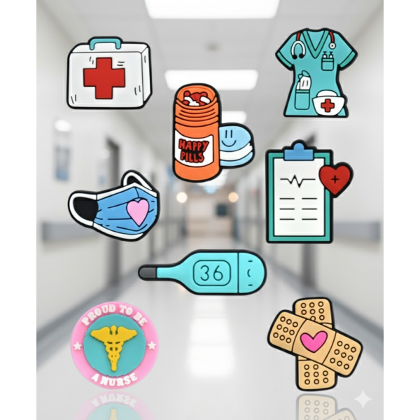 Джибітси медичні історії Medical лікар медсестра для мед. працівника 8 шт аксесуари крокс прикраса
