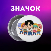 Значек Саджа бойс Saja Boys Кейпоп охотницы на демонов K-Pop Demon Hunters Huntr/x на булавке на рюкзак 44 мм 1 шт