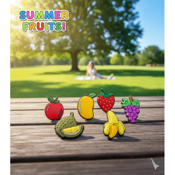 Джибітси фрукти fruits Jibbitz 7 шт аксесуари крокс прикраса