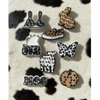 Джибітси леопардовий принт leopard print Jibbitz 8 шт аксесуари крокс прикраса