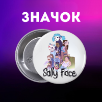 Значек Салли фейс Sally Face на булавке на рюкзак 44 мм 1 шт