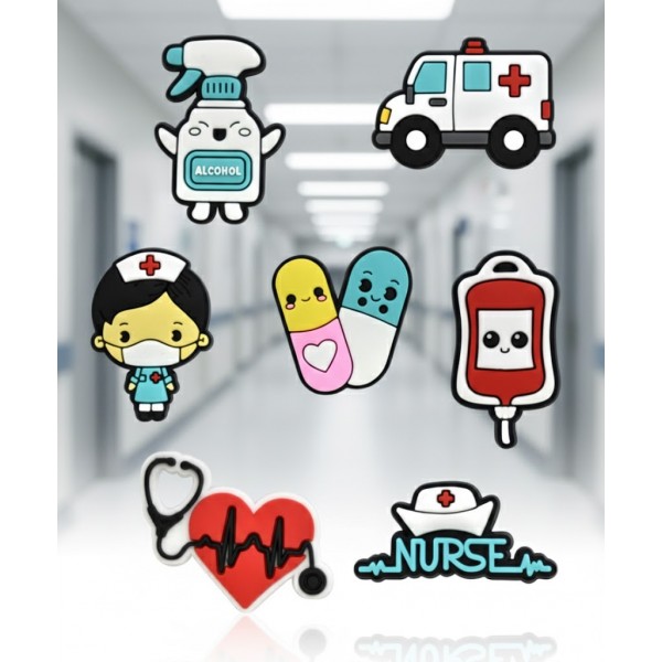 Джибітси медичні історії Medical лікар медсестра для мед. працівника 7 шт аксесуари крокс прикраса