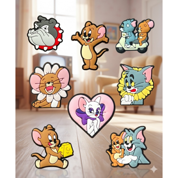 Джибітси Том і Джері Tom and Jerry кіт миша Jibbitz 8 шт аксесуари крокс прикраса