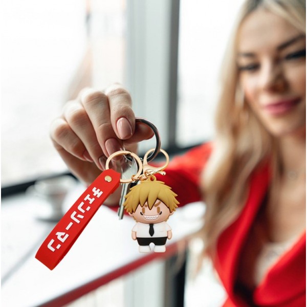 Брелок Человек бензопила Chainsaw Man Дэнджи Denji аниме фигурка игрушка для ключей, рюкзака, сумки 5 см