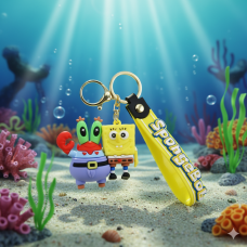Брелок Губка боб Спанч Боб Квадратні Штани + Містер Крабс SpongeBob силіконовий для ключів креативна підвіска