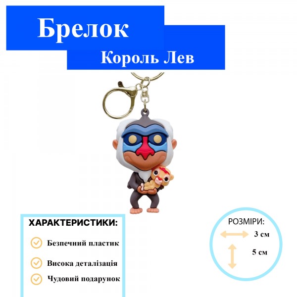Брелок Король Лев Рафик Rafik The Lion King детский брелок на рюкзак, ключи 5 см