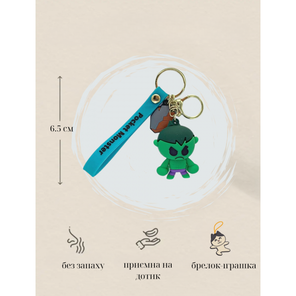 Брелок Халк Hulk Марвел Мстители Marvel Avengers супергерой фигурка игрушка для ключей, рюкзака, сумки 6,5 см