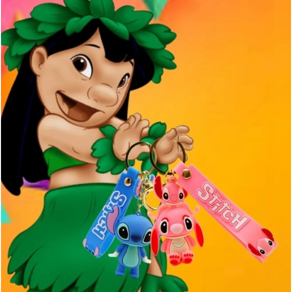 Брелок Ліло та Стіч рожевий з довгими вухами дитячий брелок на рюкзак, ключі 5 см