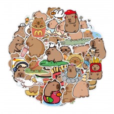 Капібара стікери, Capybara, наліпки, 50 шт, дитячі, аксесуари, милі гризуни