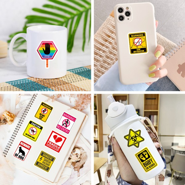 Стікери попереджувальні знаки увага небезпека заборона нагадування нагадування Warning стікерпак наклейки набір наліпок 50 шт