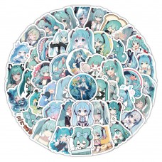 Хатсуне Міку стікери, Hatsune Miku, стікерпак, наліпки, 100 шт, набір, аніме, вокалоїд, для творчості