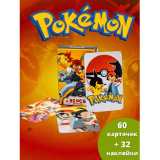 Набір карток Покемони Pokemon фотокартки наклейки Pokemon 92 шт
