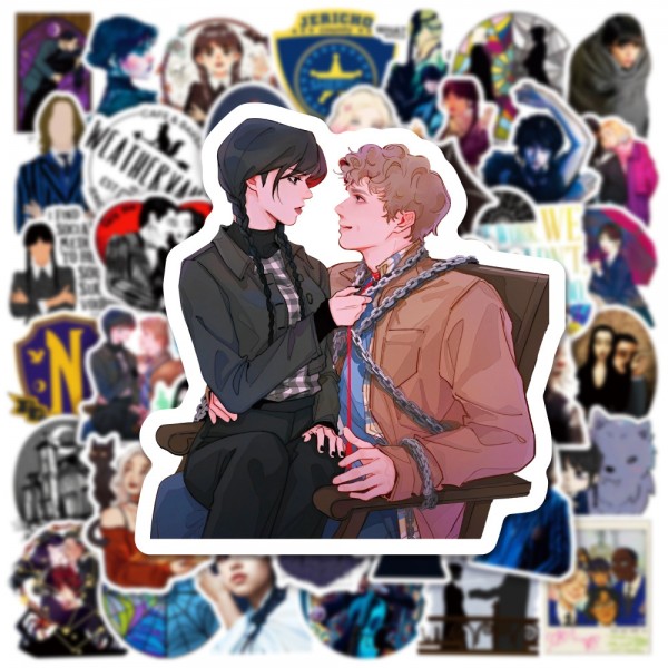 Стікери Венздей Адамс Wednesday Уенздей стікерпак наклейки набір наклейок 51 шт