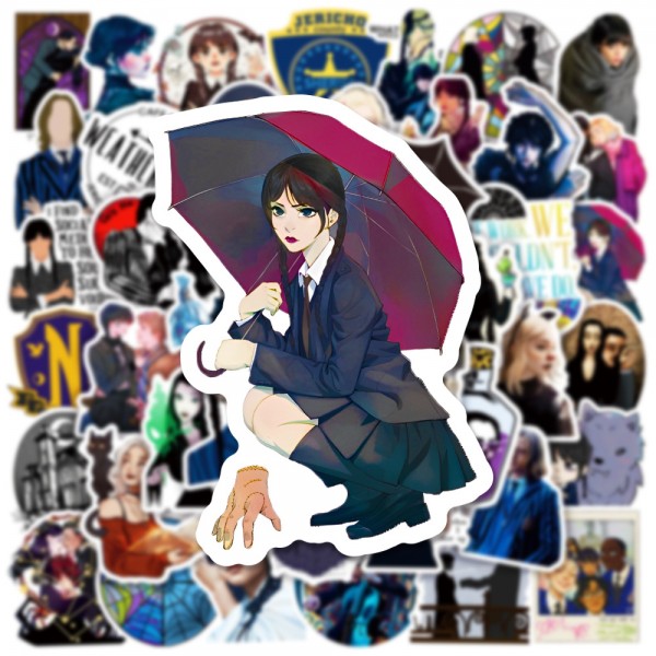 Стікери Венздей Адамс Wednesday Уенздей стікерпак наклейки набір наклейок 51 шт