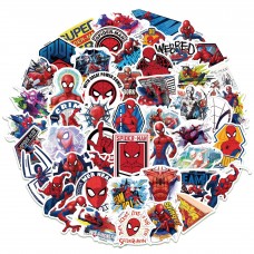 Людина Павук стікери, Spiderman, Марвел, наліпки, 50 шт, аксесуари, дитячі, для творчості, Marvel