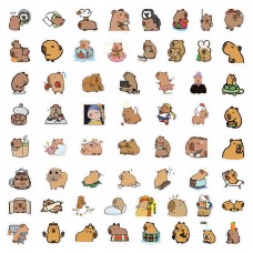 Капібара стікери наклейки Capybara аксесуари 60 шт
