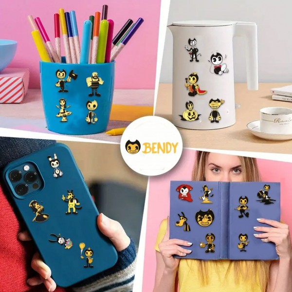Стікери Бенді та Чорнильна машина Bendy and the Ink Machine стікерпак наклейки набір наклейок 48 шт