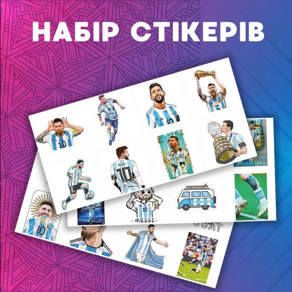 Стікери Мессі Messi футбол стікерпак наклейки набір наклейок 48 шт
