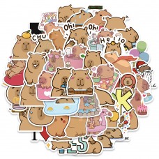 Капібара стікери, capybara, стікерпак, наліпки, 50 шт, набір, дитячі, для творчості, подарунок, тварини