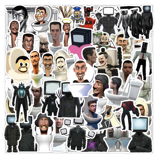 Стікери Скібіді Туалет skibidi toilet стікерпак наклейки набір наклейок 50 шт