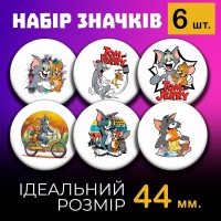 Значки Том і Джеррі Tom and Jerry на шпильці 44 мм набір 6шт