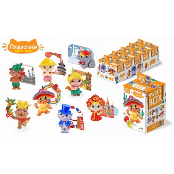 Пухнастики кошенята 5 Навколо світу Світ бокс Sweet box мармелад з іграшкою в коробочці
