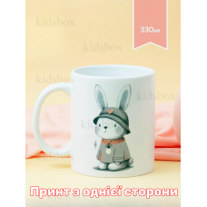 Кружка Зайка з принтом керамічна чашка тварина 330 мл