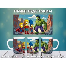 Кружка Сімпсони Гомер Мардж Барт Ліза з принтом керамічна чашка Simpsons 330 мл