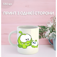 Кружка Ам Ням с принтом керамическая чашка Om-nom Cut the rope 330 мл