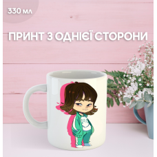 Кружка Гра в кальмара з принтом керамічна чашка Squid Game 330 мл