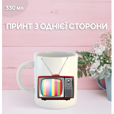 Кружка ТВ Немає сигналу з принтом керамічна чашка TV No Signal 330 мл