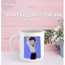 Кружка Євангеліон Сіндзі Ікарі з принтом керамічна чашка Evangelion Shinji Ikari аніме 330 мл