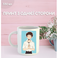 Кружка Євангеліон Сіндзі Ікарі з принтом керамічна чашка Evangelion Shinji Ikari аніме 330 мл